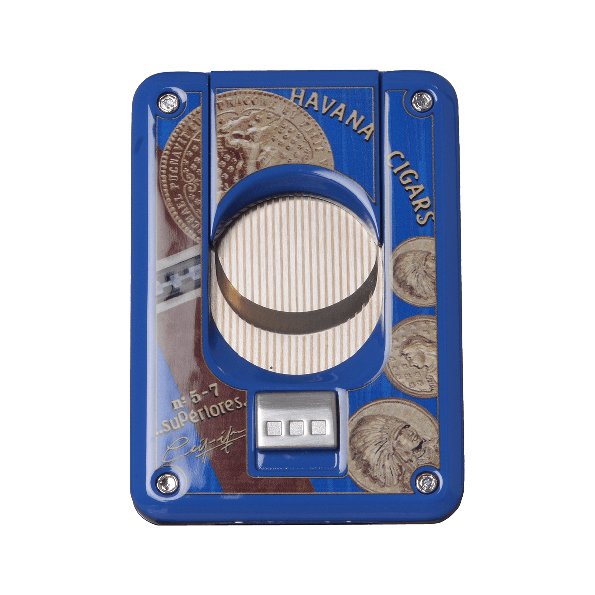 Elie Bleu Double Blade Cigar Cutter Medal Blue