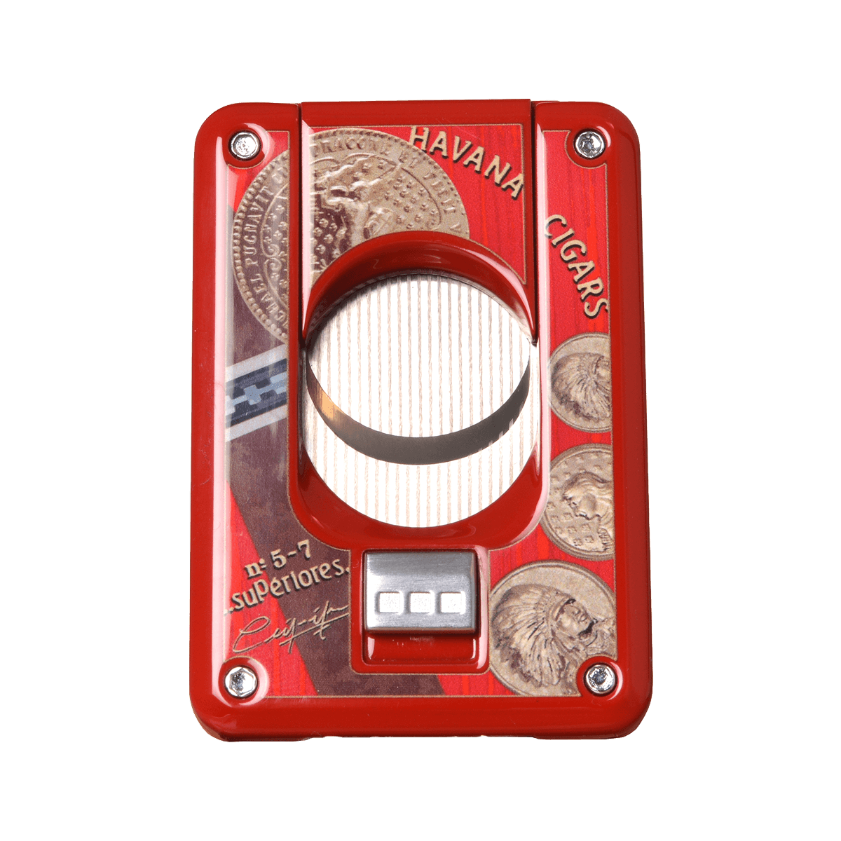 Elie Bleu Double Blade Cigar Cutter Medal Red