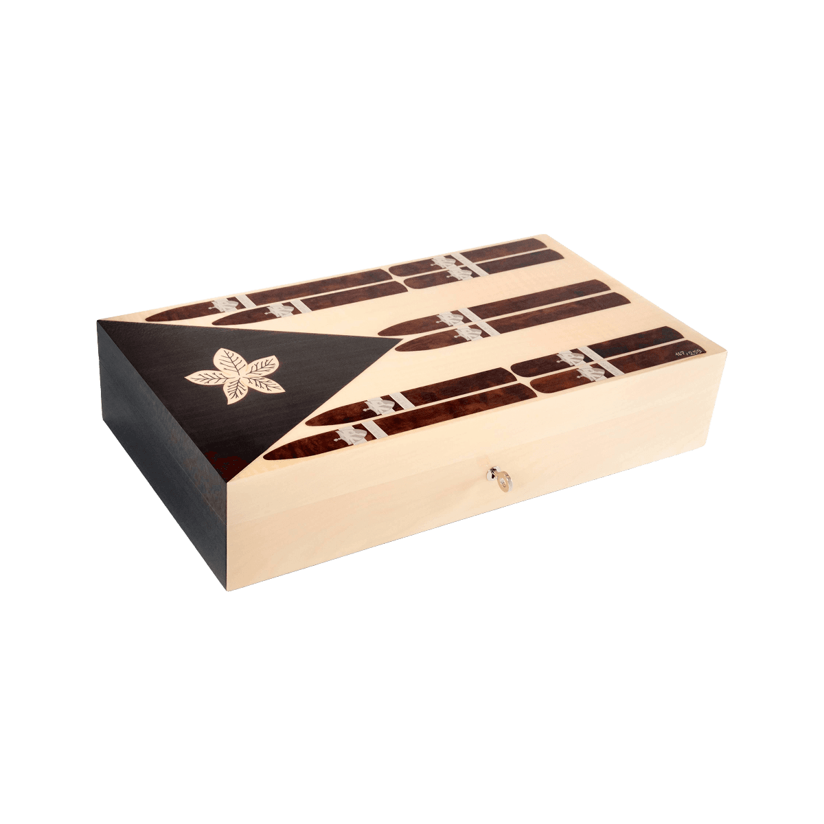 Elie Bleu Humidor "Cuban Flag Cigars" 110 cigars Natural Sycamore