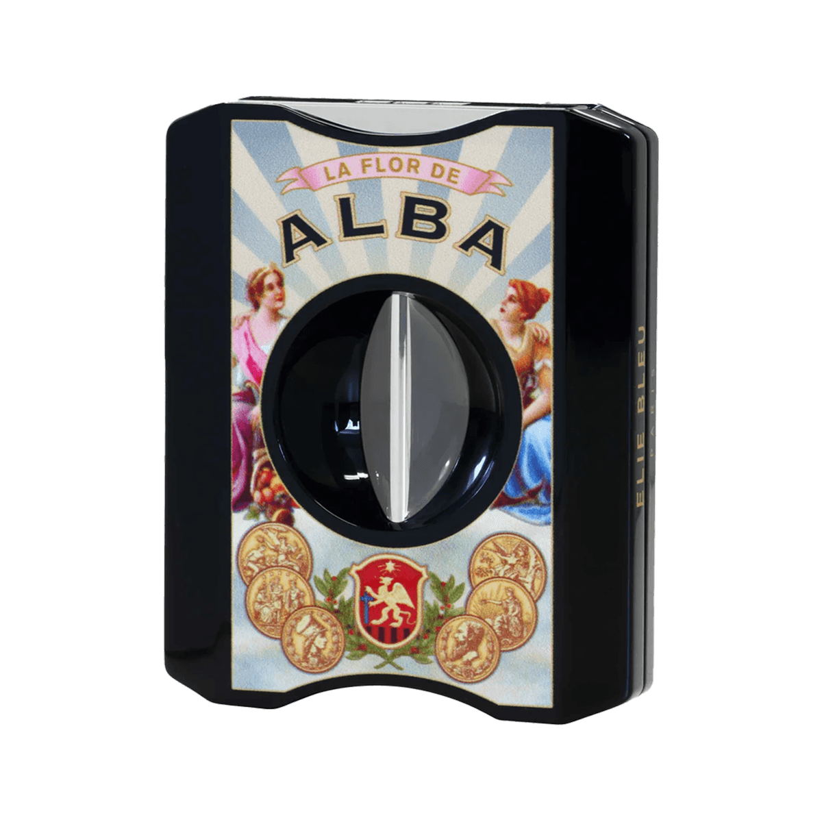 Elie Bleu Cigar Cutter V Cut "Flor De Alba" Black
