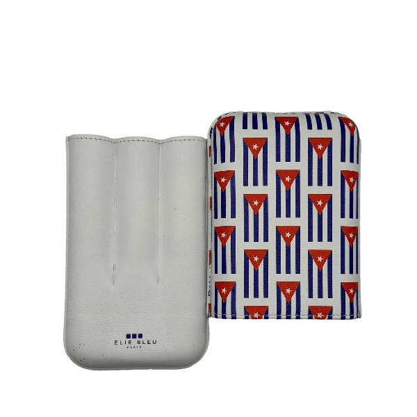 Elie Bleu "Small Cuban Flag" Cigar Case - 3 Cigars caliber 27